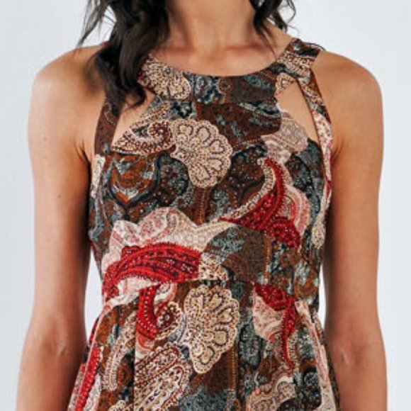 Bohemian Halter Neck Empire Racerback Maxi Dress - Picture 3 of 9